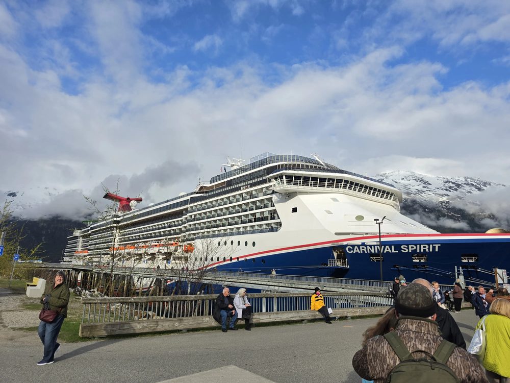 Cruise ship docked in an Alaskan port
